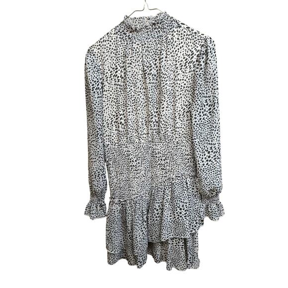 Almost Famous Tiered Sheer Ruffle Leopard Print Long Sleeve Dress Women 8 - Picture 10 of 11